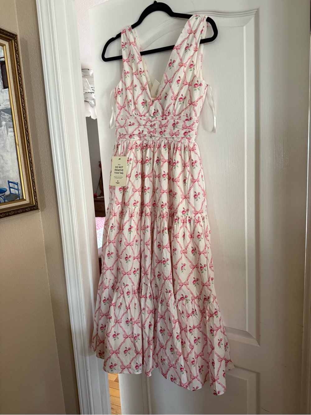 JessaKae White Dress with Pink Floral Motif